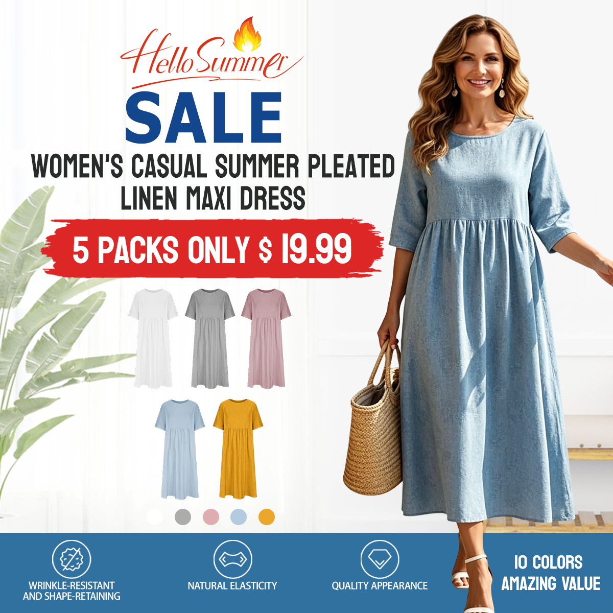 🔥 Women's Casual Cotton-Linen Dress — Lightweight and breathable, exuding effortless style