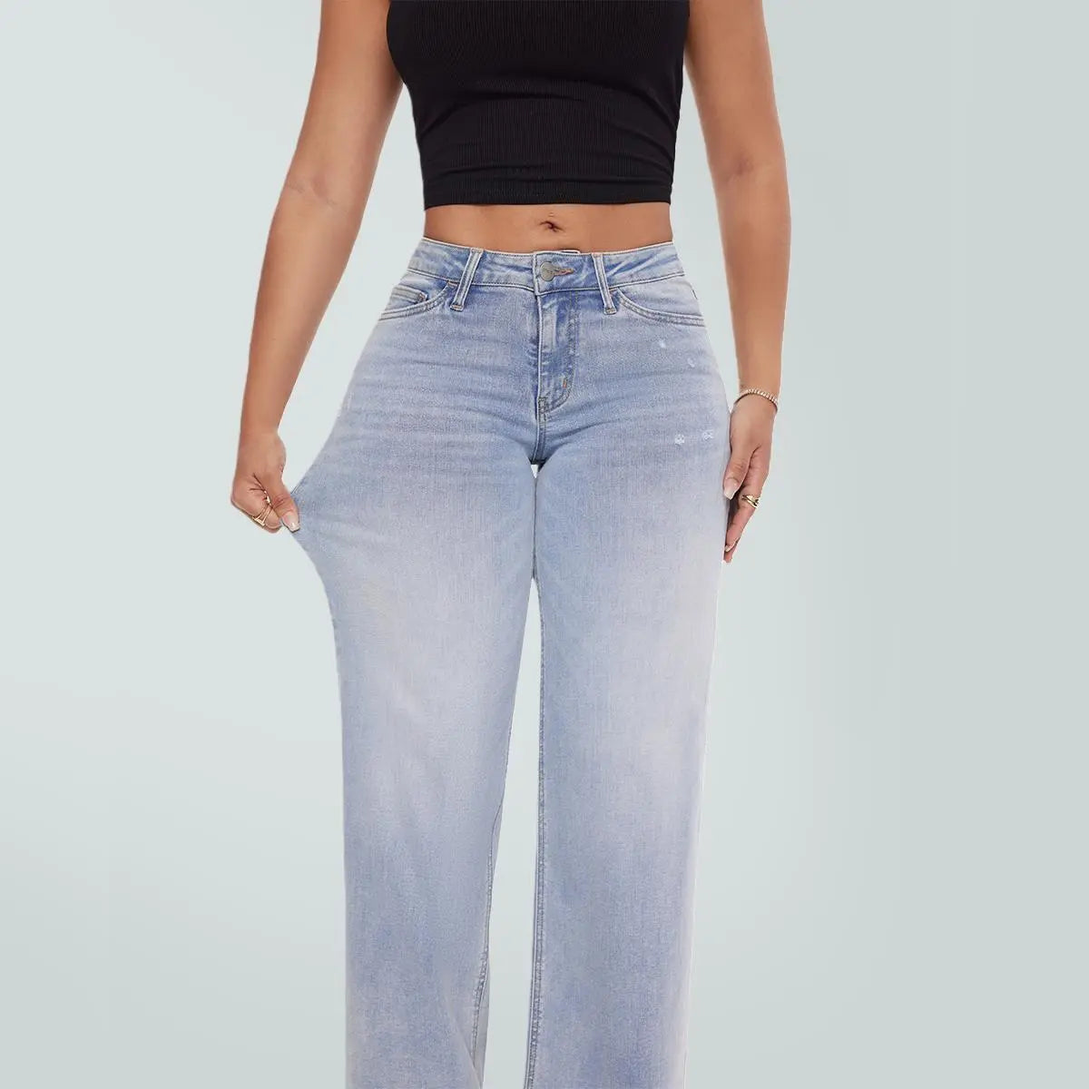 【🔥Autumn Sale】Rise Baggy Stretchy Wide Leg Jeans